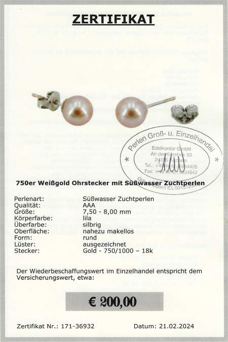 Lavender pearl earstuds from Selectraders