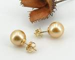 Golden South Sea<br>Pearl Earrings<br>10.0 - 11.0 mm
